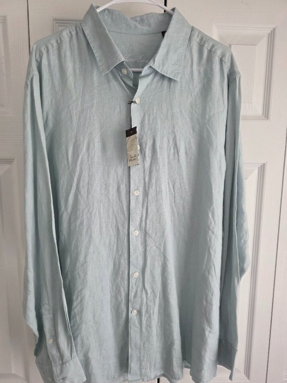 Tasso Elba Island Men’s XL 100% Linen Shirt Light Blue NWT Button Down